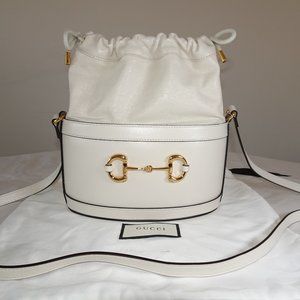 Gucci 1955 Horsebit Bucket Bag Ivory Leather Bag 602118